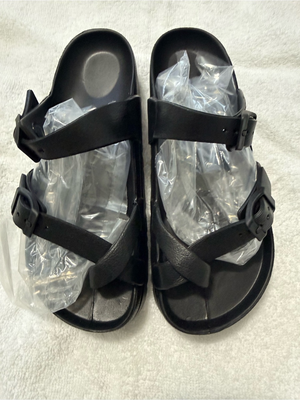size 6 no brand Black Double Strap Slide Sandals